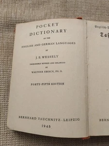 Rare Pocket Dictionary English & German J.E Wessely 1945 - Picture 1 of 8
