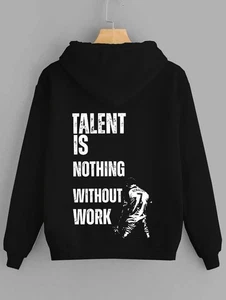 Talent Is Nothing Without Work Hoodie Cristiano Gym Shirt Motivational Sweater - Picture 1 of 9