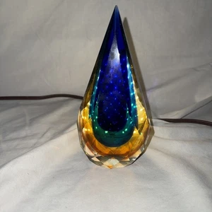 MURANO ALESSANDRO SOMMERSO FACETTIERTE TROPFEN SCHWERES GLAS - Bild 1 von 2