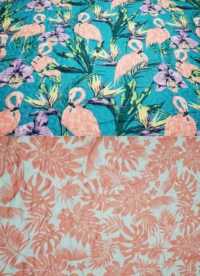 Edredón/colcha Elements Queen almohada fundas verde azulado flamenco reversible flor rosa Foto 1 de 4