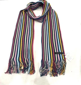 Knitted Inn, Acc Stripped Pattern Scarf, Color Pink /Clavel, Length 70x6 in - Picture 1 of 5