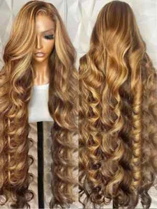 Highlight Ombre Body Wave Curly 13x4 13x6 Hd Lace Front Human Hair Wig for Woman - Picture 1 of 15