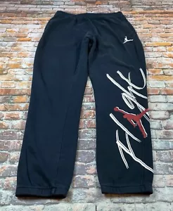Jordan Sweatpants Adult Large Black Jogger Air Flight Jumpman Fleece Gym Mens - Picture 1 of 16