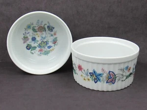 Andrea By Sadek India Garden Ramekins Lot of 2 Blue Floral Japan - Picture 1 of 12