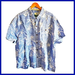 Camisa hawaiana de lino Tommy Bahama estampado floral tropical azul XXL talla grande para hombre - Imagen 1 de 10