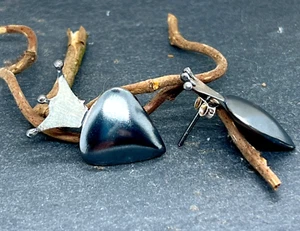 Ohrringe Herz Krone 3D Silber 925 anthrazit plattiert 2,6cmx1,6cm Sterlingsilber - Bild 1 von 5