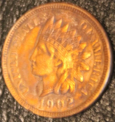 **  1902-P  PHILADELPHIA  MINT  INDIAN  HEAD  CENT  UNC  RED/BROWN  NICE  ** Cover