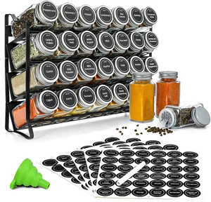 Spice Rack with 28 Spice Jars, Organizer for Cabinet, Spice Jars with Labels, Ch - Picture 1 of 12