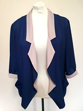 Dorothy Perkins Navy & Beige Waterfall Front Jacket Preloved Size - L Approx 16