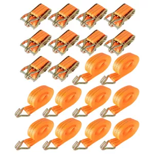 10 Pack 4000 lbs Ratchet Straps With J Hook Heavy Duty Tie Downs 1.5" x20" - Picture 1 of 12