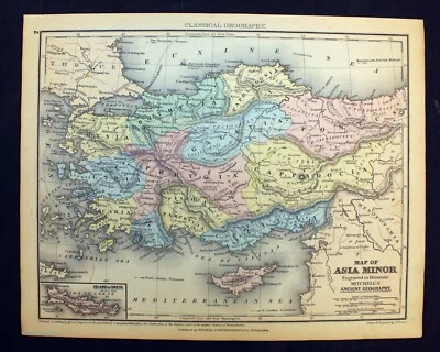 1844 Antique Map of Asia Minor Augustus Mitchell Ancient Geography - Image 1 of 4