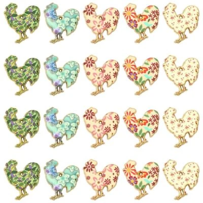 30 dijes de pollito de flores esmalte esmalte dijes de gallo dijes de pollo para joyería hágalo usted mismo Foto 1 de 4