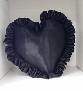 Decorative Pillow - 16" Heart Pillow with ruffles - Bridal Satin - ACCENT PILLOW - Picture 1 of 13