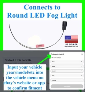 fits Honda Civic CRV Accord LED Round Fog Light Connector Plug Wiring Harness - Picture 1 of 1