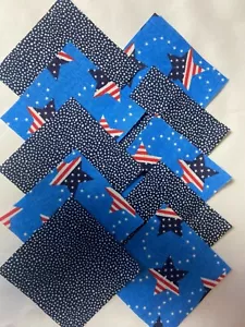100 2.5" Pre Cut Quilt Cotton Quilting Squares American Red White Blue - Picture 1 of 1