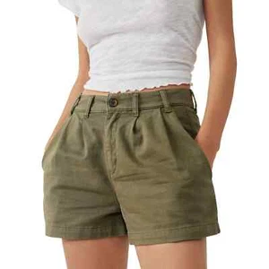 Free People Womens Billie Chino Shorts UK 18 Army Green rrp $78 - Picture 1 of 5