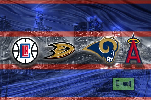LOS ANGELES SPORTS Poster 12x18 LA Clippers Dodgers Rams Ducks Free Shipping US Cover