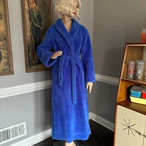 Yummy 1970s Vintage Cookie Monster Blue Plush Faux Fur Bath Robe S/M - Picture 1 of 4