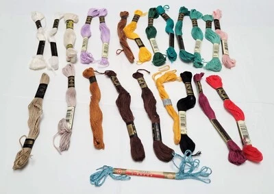 Lot of 23 Embroidery Floss Skeins DMC Star Rayon Assorted Colors New Used - Image 1 of 4