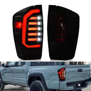 Par de luces traseras traseras LED negras se adaptan a Toyota Tacoma 2016 2017-2021 - Imagen 1 de 14