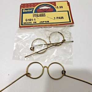 Darice Gold Metal Frame Crafting Doll Eyeglasses Round 2 pair new from Japan  - Picture 1 of 4