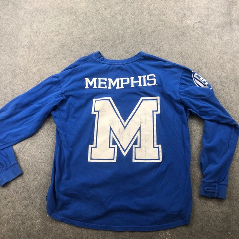Memphis Tigers Shirt Womens XL Blue Spell Out Graphic Long Sleeve Oversized * Cover