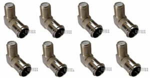 8 x F-Type Right Angle Cable TV Connector 90 Degree Push-On Plug Antenna Adapter - Picture 1 of 1