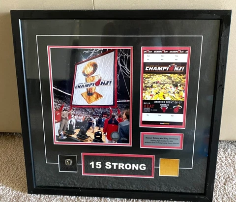 FRAMED MIAMI HEAT CHAMPION RING BANNER RACING CEREMONY LIMITED 15 STRONG Cover