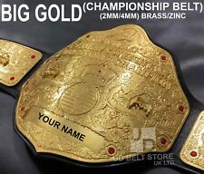 NWA Big Gold Heavyweight Championship Wrestling Belt Full Gold BRASS/ZINC PLATES