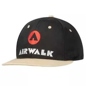 Mens Baseball Cap Airwalk Flat Peak Cap Brand New - Black - Picture 1 of 3