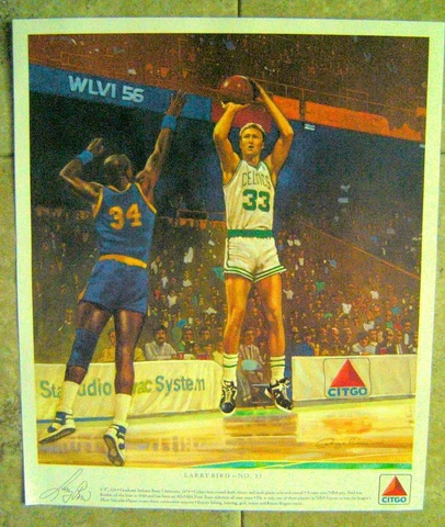 1988-1989 CITGO Gas Basketball Advertising POSTER LARRY BIRD CELTICS 10" x 12" Cover