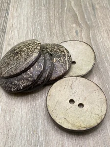 Extra Large 62mm Coconut Shell Buttons 2 Hole Crafts Scrapbooking Brown 4 Pack - Picture 1 of 8