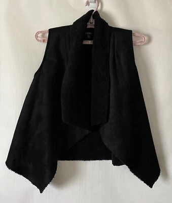 Nuevo con etiquetas Chaps By Ralph Lauren imitación gamuza mejor frente abierto para mujer grande negro $89 Foto 1 de 4