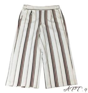 Apt 9 Wide-Leg Crop Multi-Colored Cream Striped Pants - Women’s Small - Picture 1 of 12