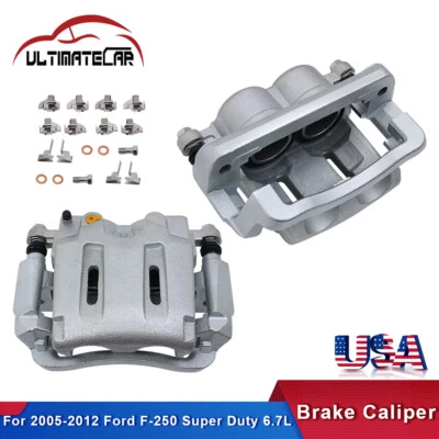 Set 2 Front Brake Calipers w/ Bracket For 2005-2012 Ford F-250 Super Duty 6.7L - Image 1 of 4