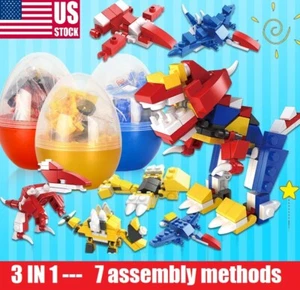 6 PACK Jumbo Easter Eggs Filled Building Blocks Dinosaur airplane Toys Kids USA - Picture 1 of 10