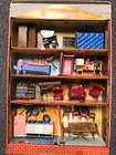 Lot Vintage Blue Box Doll’s House Furniture W/Display Dollhouse-Fink/Kiddles