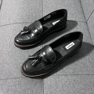 Dune London Shoe Women US 8* fits 8.5-9 EU 39 Black Leather Loafer Gennia Y2K - Picture 1 of 6