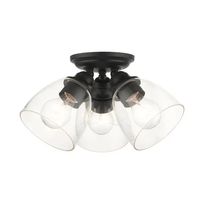 Livex Lighting 46339 Montgomery 3 Light 14"W Flush Mount Ceiling - Black - Image 1 of 4