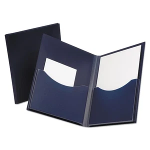 Oxford Poly Double Stuff Gusseted 2-Pocket Folder, 200-Sheet Capacity, Navy - Picture 1 of 2