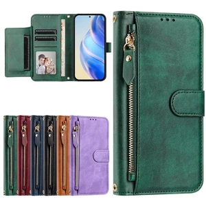 Zipper Leather Wallet Case Phone Case Cover For Sony Xperia 1 5 10 VI VII Honor - Picture 1 of 14