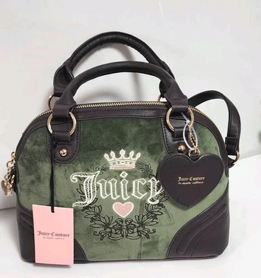 Bolso Cartera Bowler Terciopelo Heritage Chocolate Verde Juicy Couture Nuevo con Etiquetas Foto 1 de 4