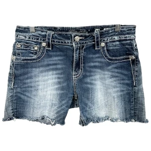 Miss Me Size 30 Denim Shorts Mid Rise Easy Bermuda Jean Shorts Embellished 779 - Picture 1 of 9