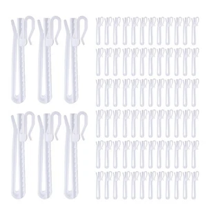 80 Pcs Plastic Curtain Hooks, Adjustable Pinch Pleat Hooks, Ratchet System Pi... - Picture 1 of 6