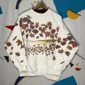 Sudadera Vintage Años 90 Otoño Naturaleza AOP Cuello Redondo XL Otoño Granja Envoltura Alrededor  - Imagen 1 de 13