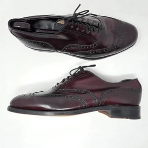 FOOTJOY SHELL CORDOVAN WINGTIP BROGUE MEDALLION TOE MENS SIZE 10 D VINTAGE - Picture 1 of 10