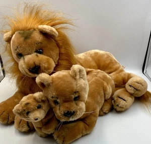 VTG Dakin Lion Family Lioness Cub Plush Stuffed Animal Toy 1982 - Picture 1 of 11