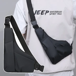 Men Leather Chest Pack Casual Small Crossbody Wallet Backpack with Earphone Hole - Picture 1 of 22
