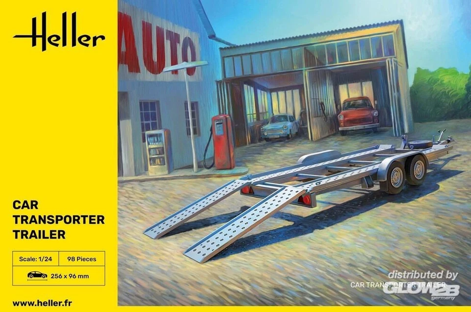 HELLER 80774 MODELLO RIMORCHIO AUTO TRASPORTATORE RIMORCHIO 1/24 - Immagine 1 di 1