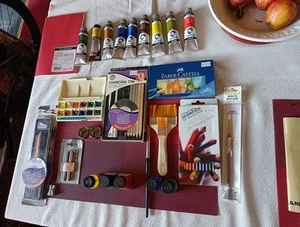JOBLOT of New and Unused Art Materials Oil Paints,Watercolors,Charcoal + More - Picture 1 of 18